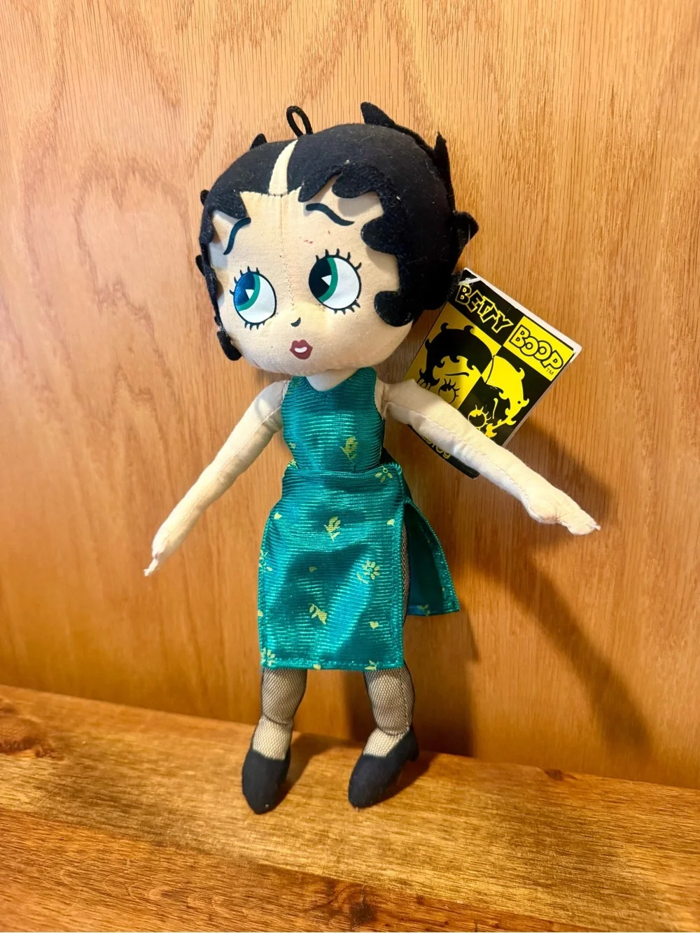 11” Vintage Betty Boop Plush Stuffed Doll Green Dress With Tags